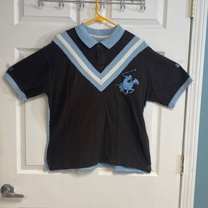 Blue and brown polo shirt